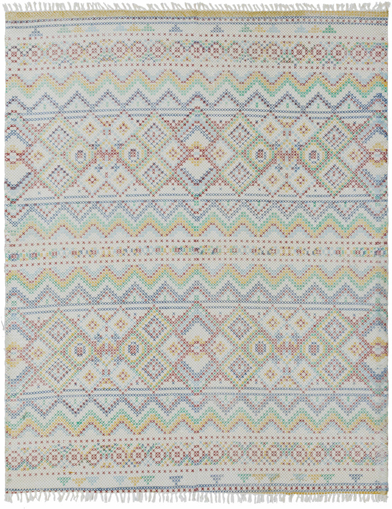 Blue Hand Woven 100% Cotton Cottage Rectangle Handmade rug, Indoor use only, no fringe, non-washable. runner also available