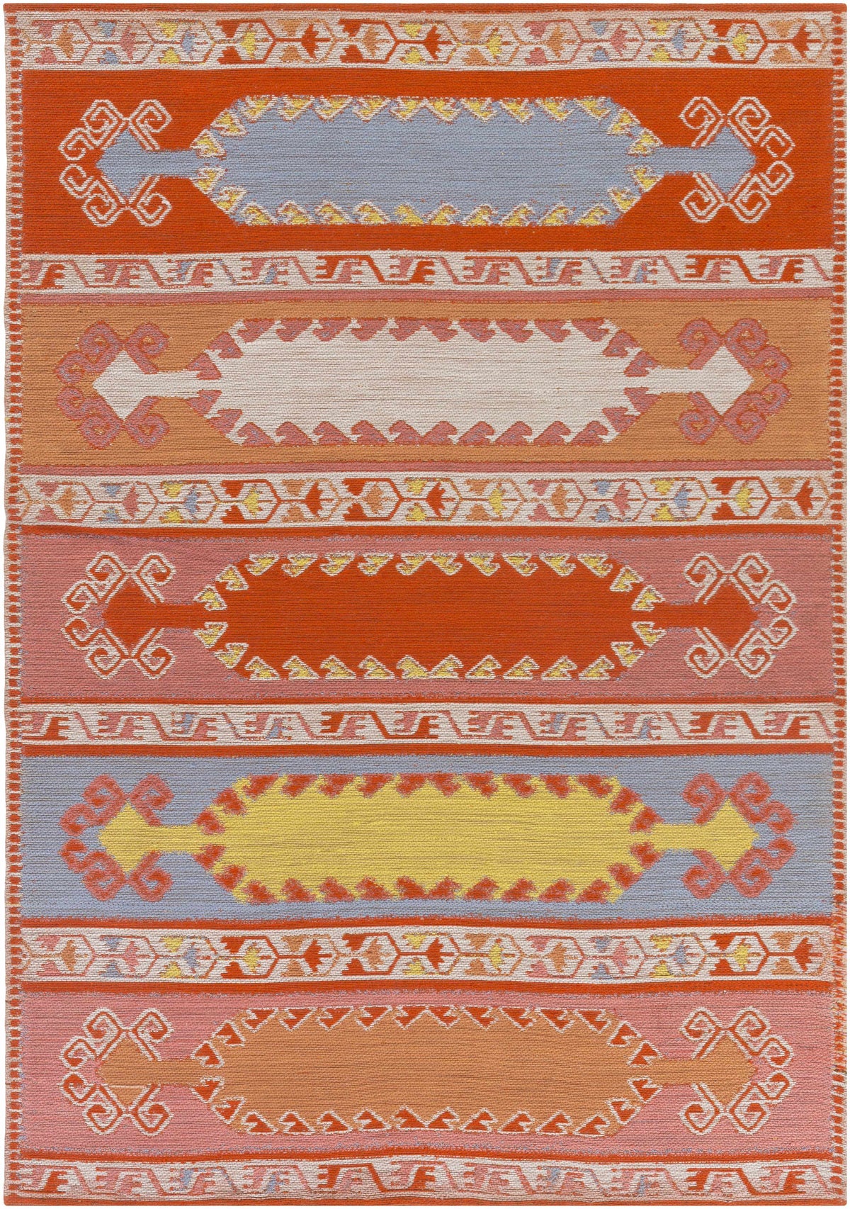 Orange Hand Woven 100% Recycled PET Yarn Global Rectangle Handmade rug, Indoor use only, no fringe, non-washable. runner also available
