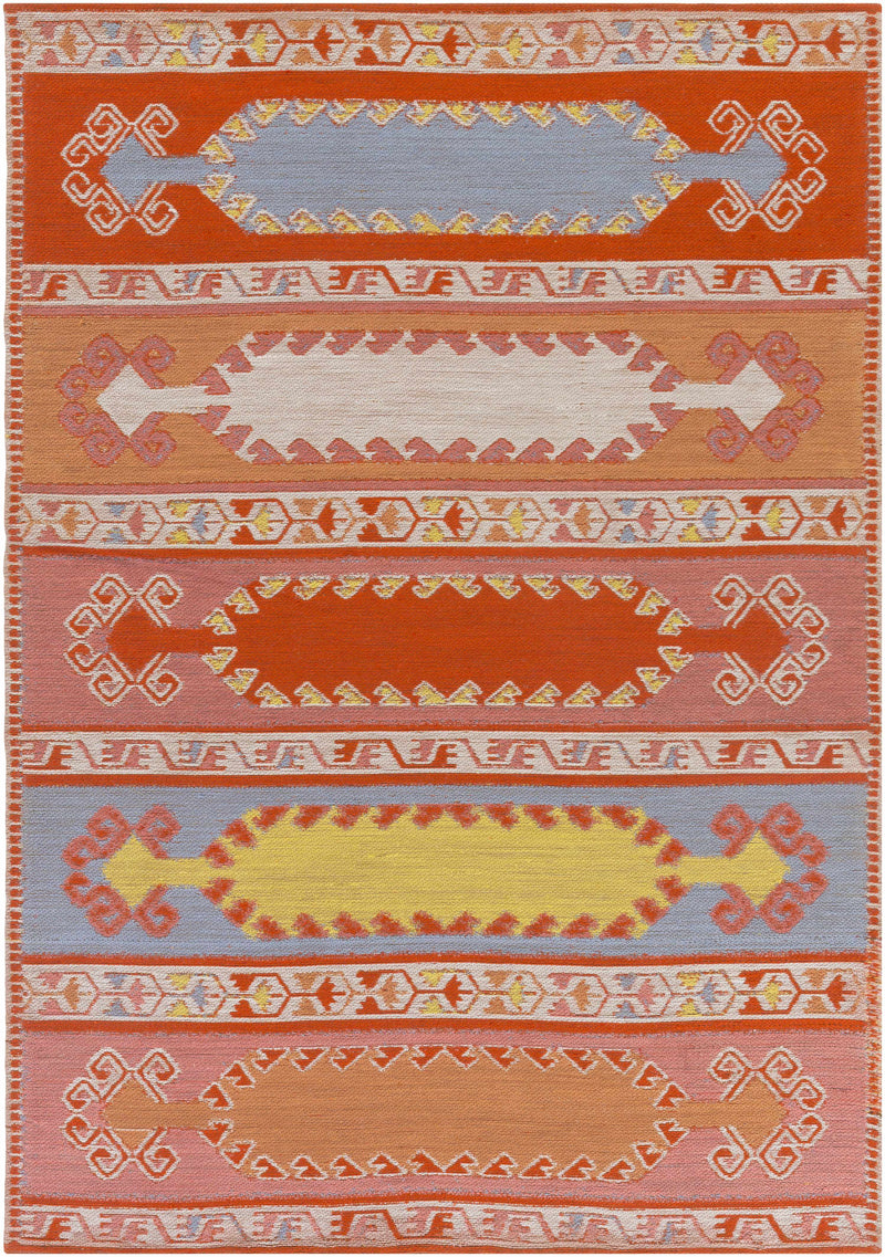 Orange Hand Woven 100% Recycled PET Yarn Global Rectangle Handmade rug, Indoor use only, no fringe, non-washable. runner also available