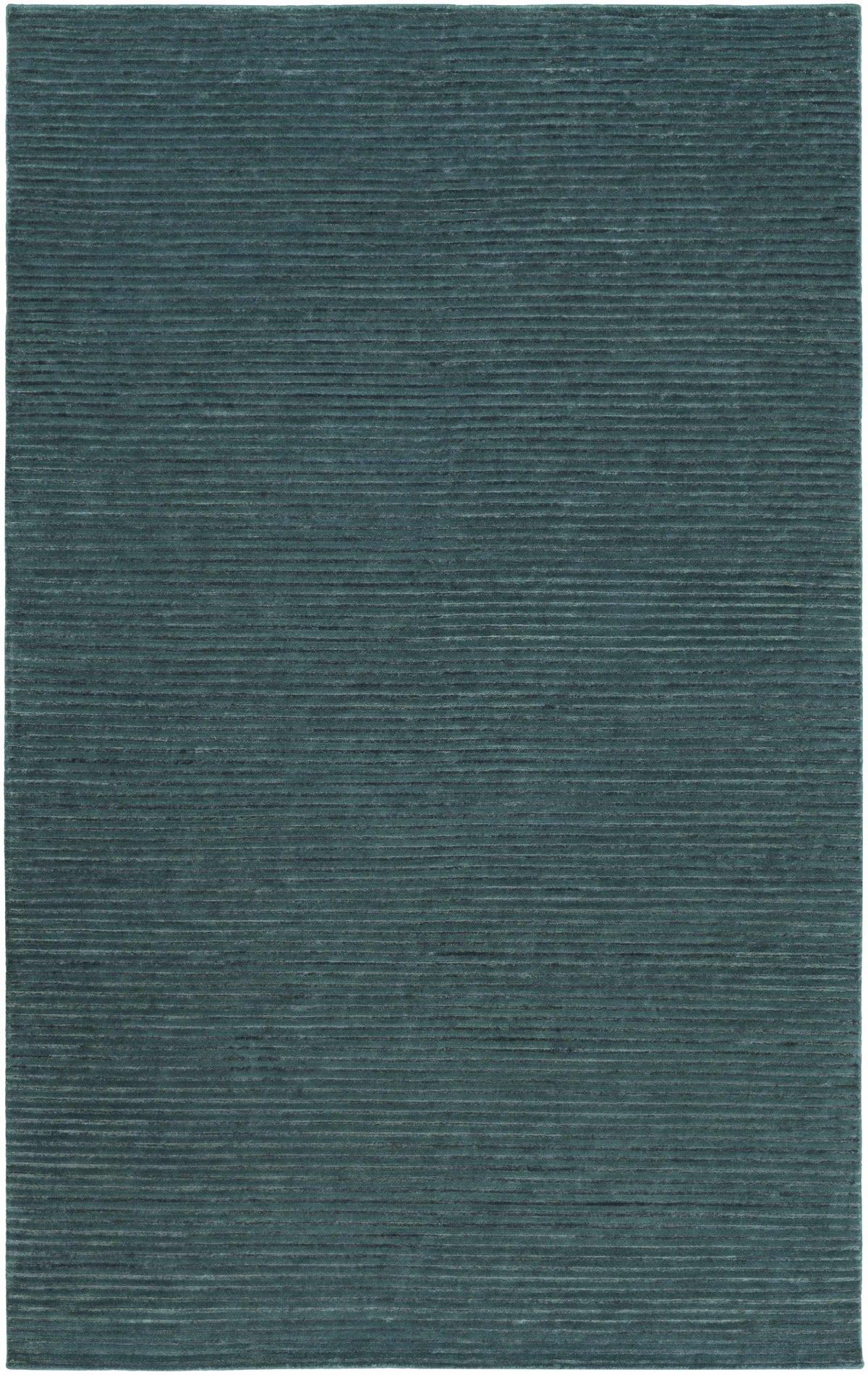 Deep Teal Hand Knotted 50% Viscose, 50% Wool Cottage Rectangle Handmade rug, Indoor use only, no fringe, non-washable.
