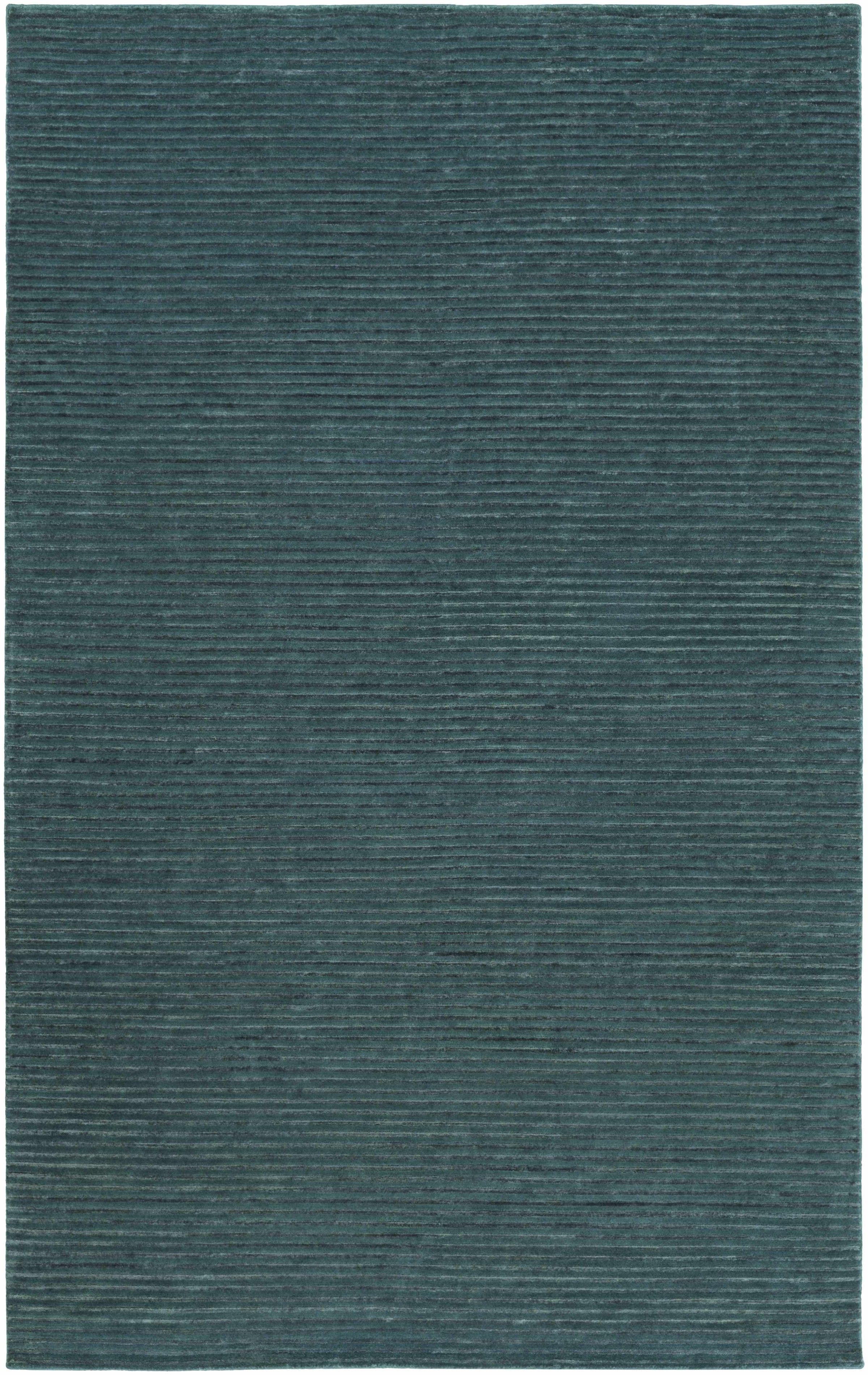 Deep Teal Hand Knotted 50% Viscose, 50% Wool Cottage Rectangle Handmade rug, Indoor use only, no fringe, non-washable.