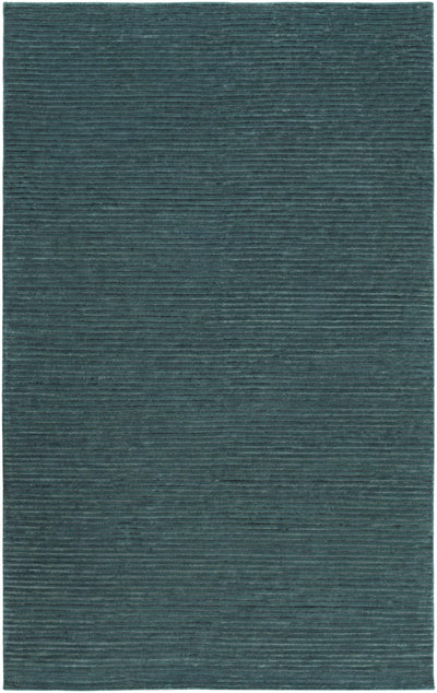 Deep Teal Hand Knotted 50% Viscose, 50% Wool Cottage Rectangle Handmade rug, Indoor use only, no fringe, non-washable.