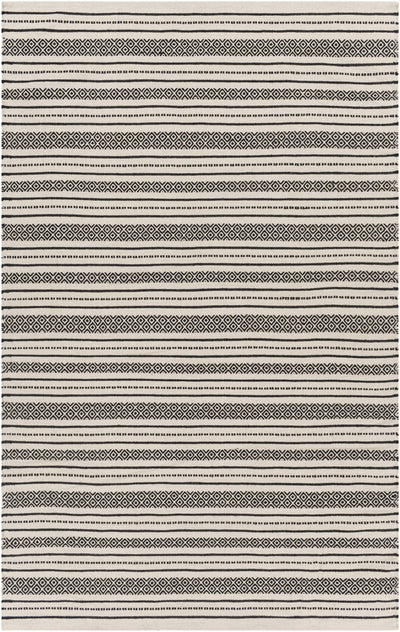 Black Hand Woven 100% Cotton Rustic Rectangle Handmade rug, Indoor use only, no fringe, non-washable.