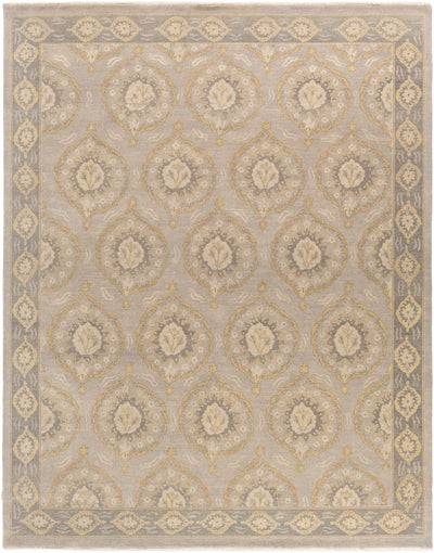 Taupe Hand Knotted 100% Wool Traditional Rectangle Handmade rug, Indoor use only, has fringe, non-washable.