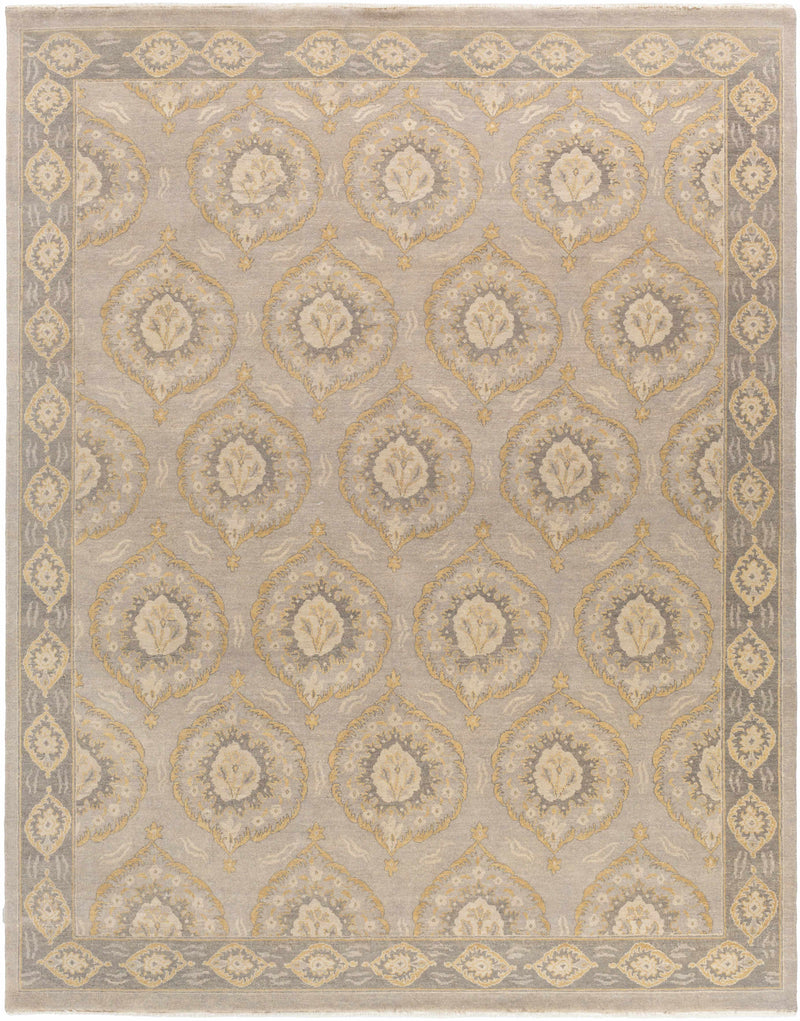 Taupe Hand Knotted 100% Wool Traditional Rectangle Handmade rug, Indoor use only, has fringe, non-washable.