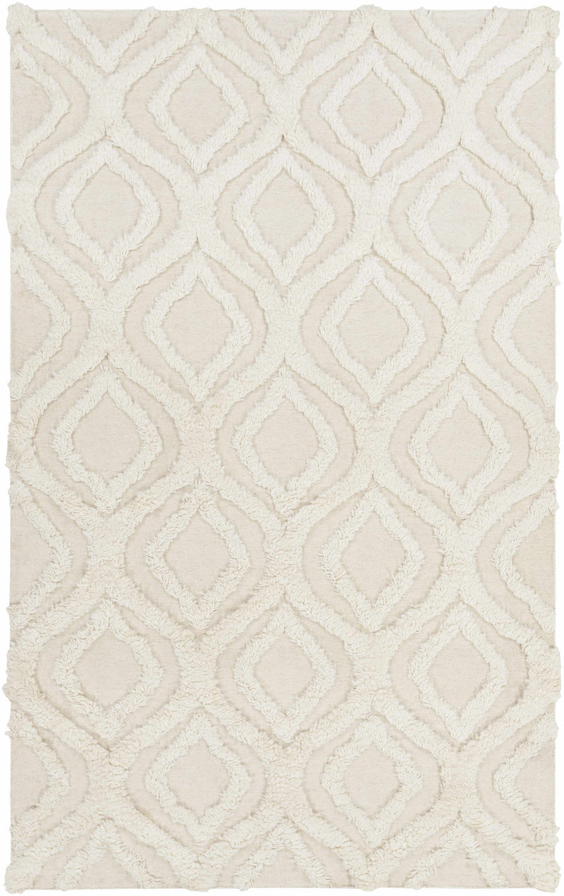 Cream Hand Woven 100% Wool Modern Rectangle Handmade rug, Indoor use only, no fringe, non-washable. runner also available