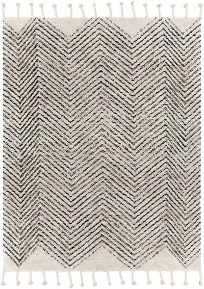 Charcoal Hand Woven 100% Cotton Global Rectangle Handmade rug, Indoor use only, has fringe, non-washable.