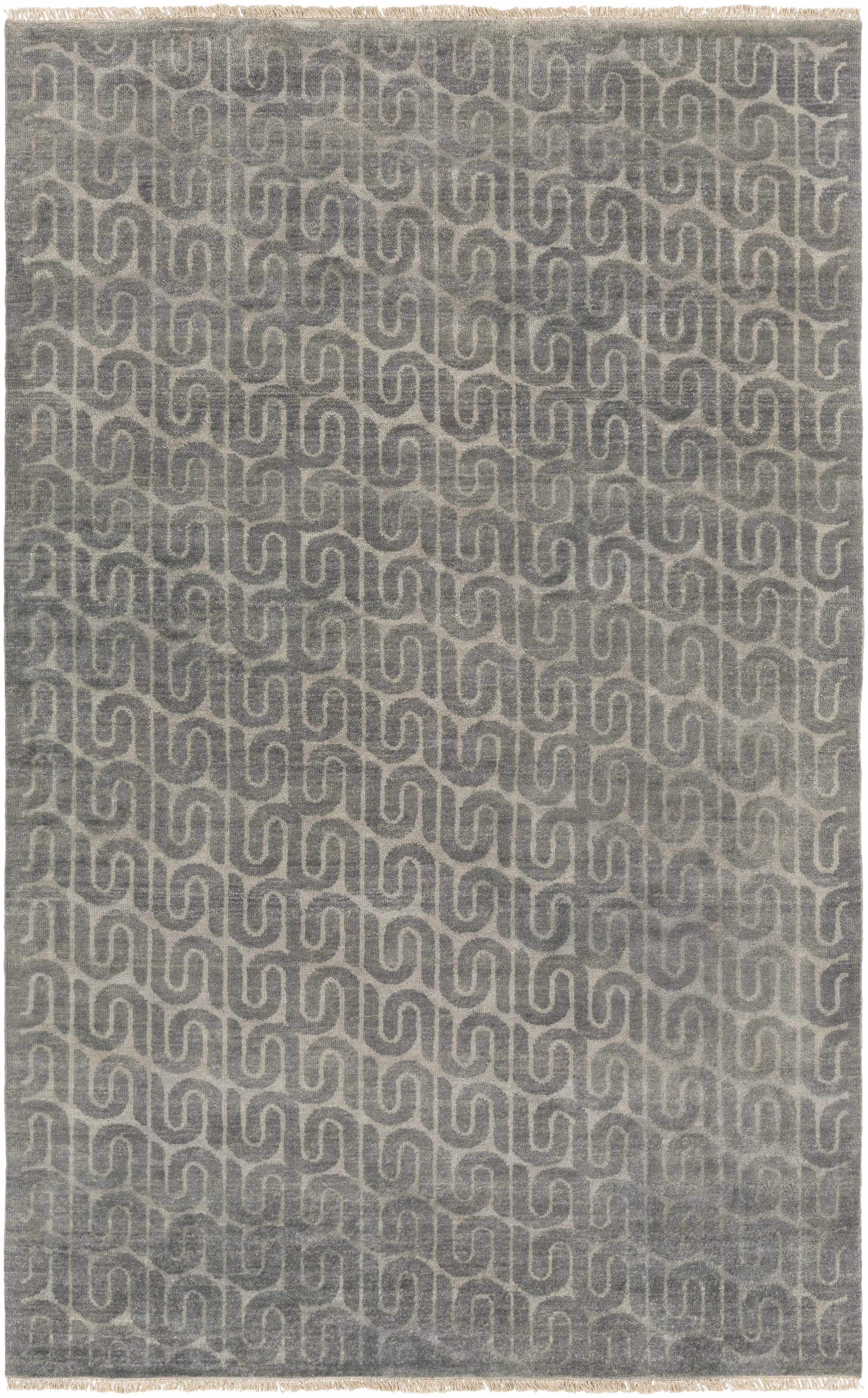 Charcoal Hand Knotted 100% Wool Cottage Rectangle Handmade rug, Indoor use only, has fringe, non-washable.