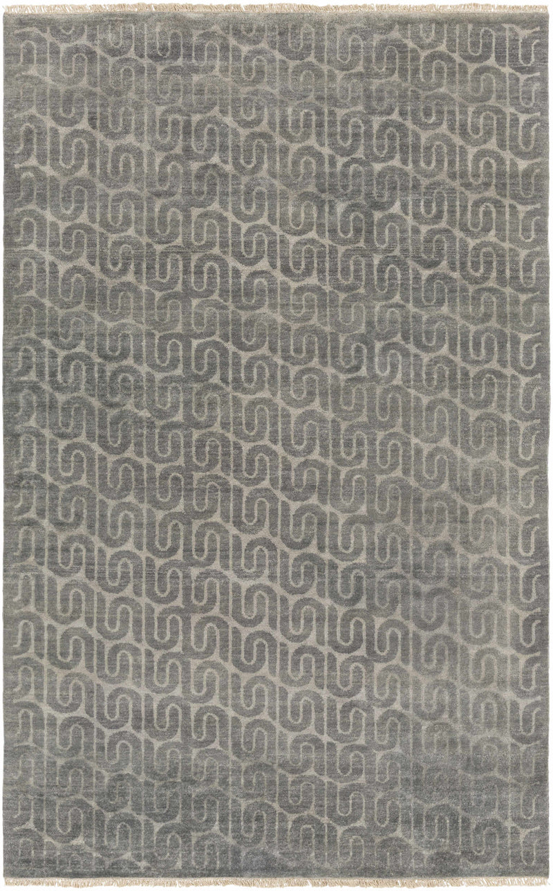 Charcoal Hand Knotted 100% Wool Cottage Rectangle Handmade rug, Indoor use only, has fringe, non-washable.