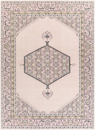 Light Pink Hand Knotted 100% NZ Wool Traditional Rectangle Handmade rug, Indoor use only, no fringe, non-washable.