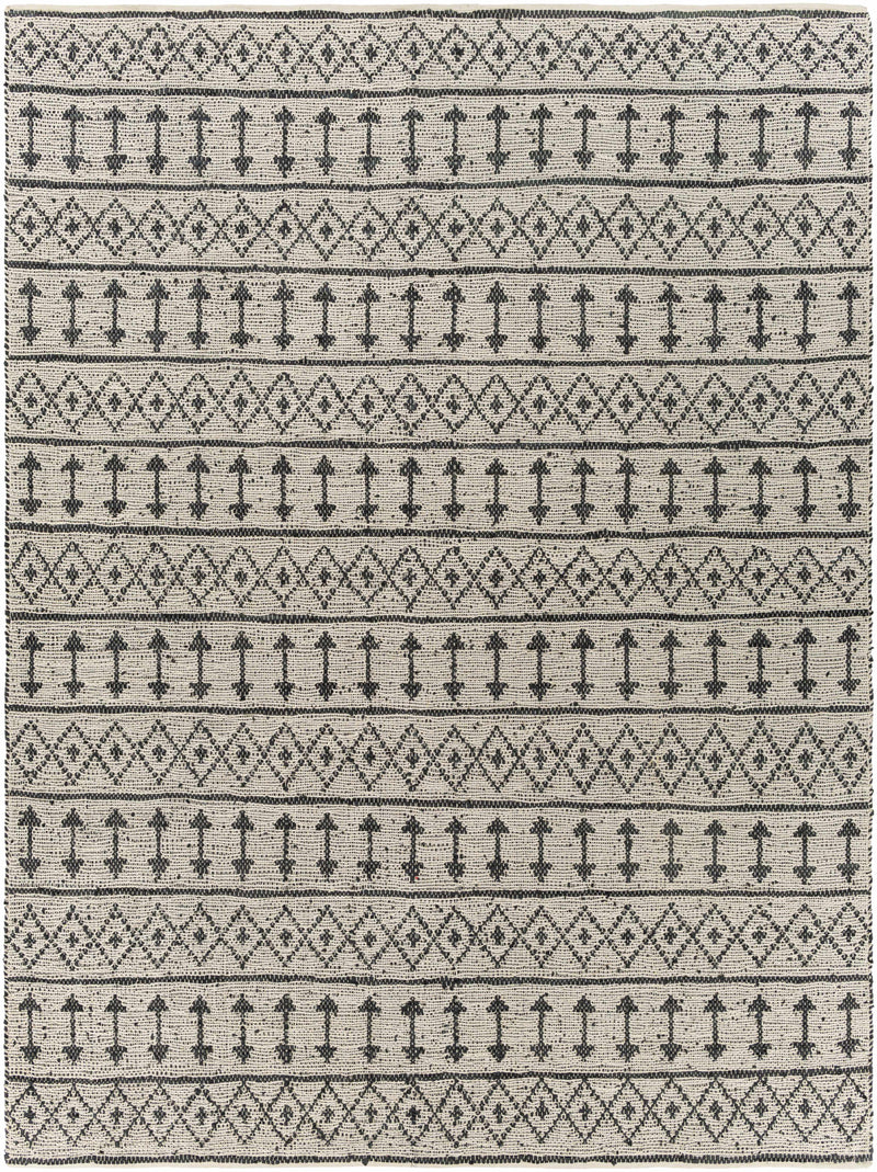 Light Beige Hand Woven 80% Leather, 20% Cotton Global Rectangle Handmade rug, Indoor use only, no fringe, non-washable.