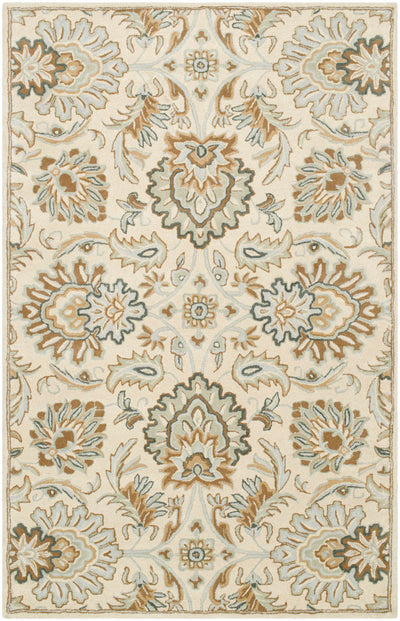 Ivory Hand Tufted 100% Wool Traditional Rectangle Handmade rug, Indoor use only, no fringe, non-washable. runner also available