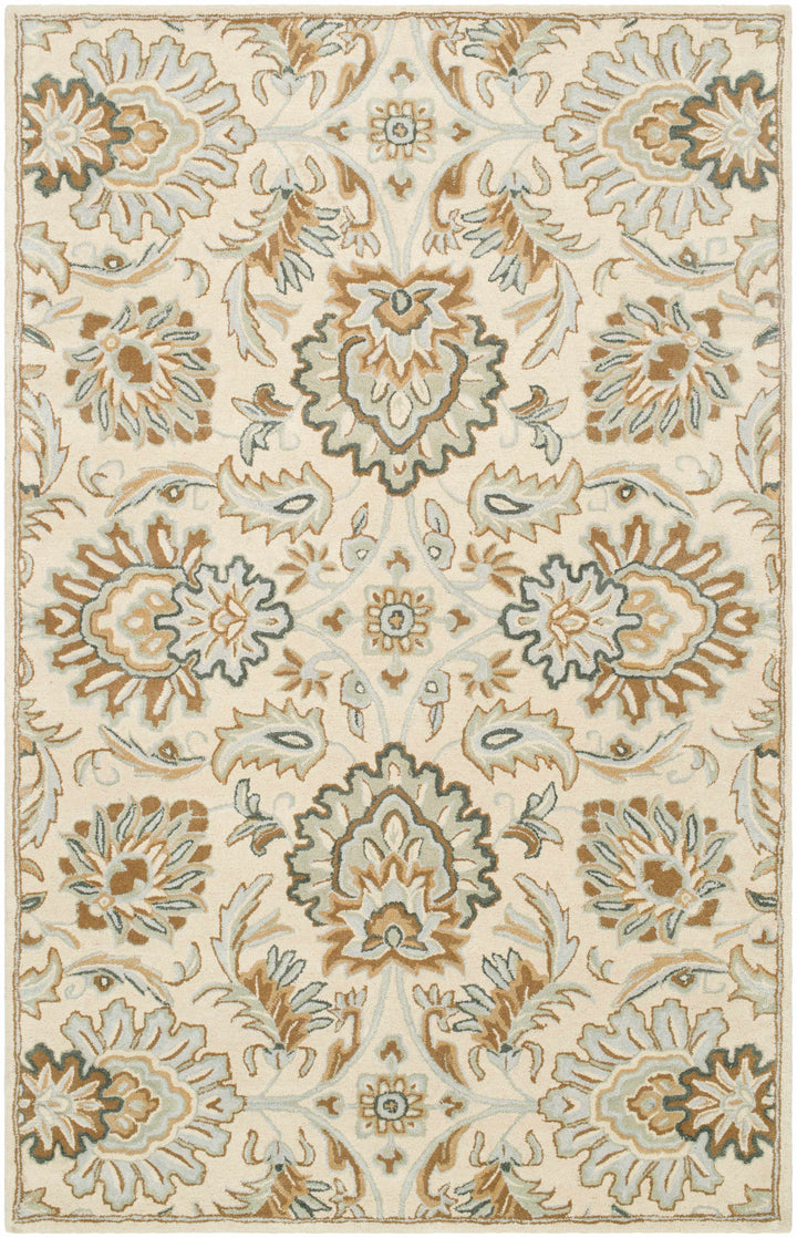 Ivory Hand Tufted 100% Wool Traditional Rectangle Handmade rug, Indoor use only, no fringe, non-washable. runner also available