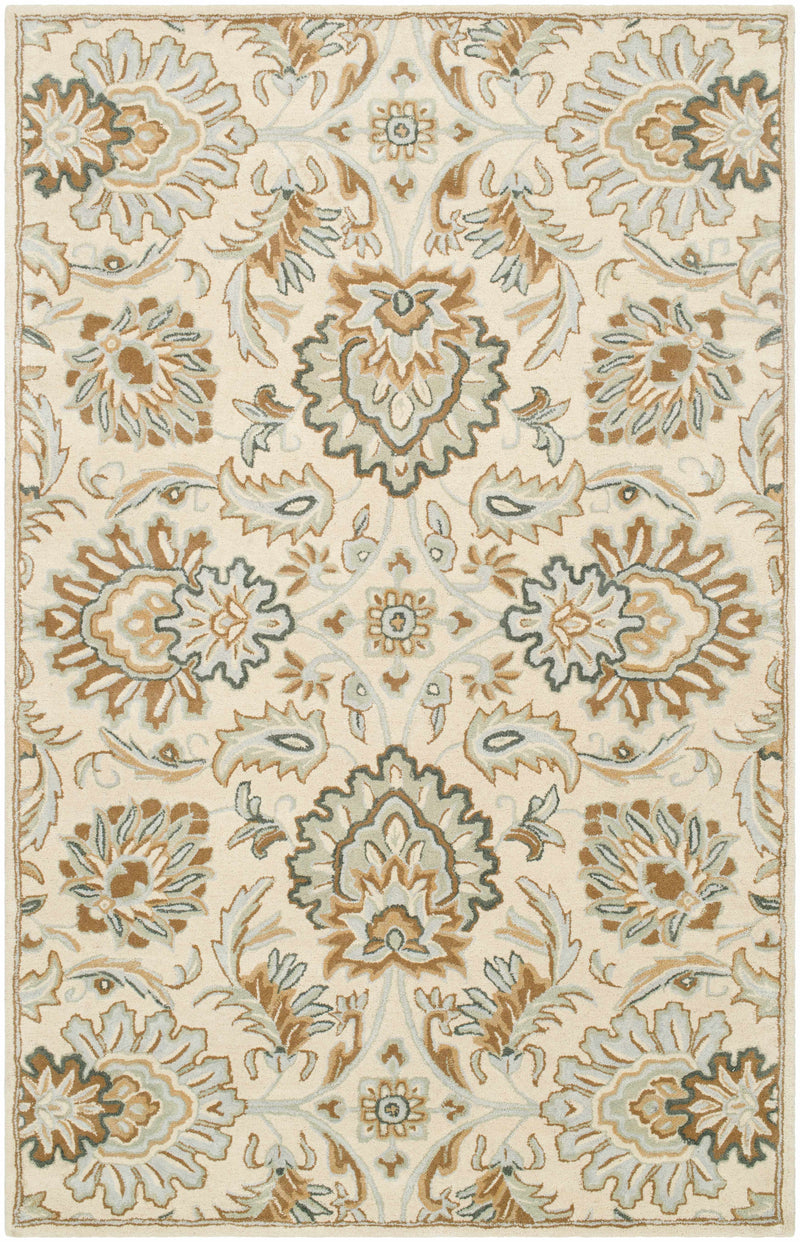 Ivory Hand Tufted 100% Wool Traditional Rectangle Handmade rug, Indoor use only, no fringe, non-washable. runner also available