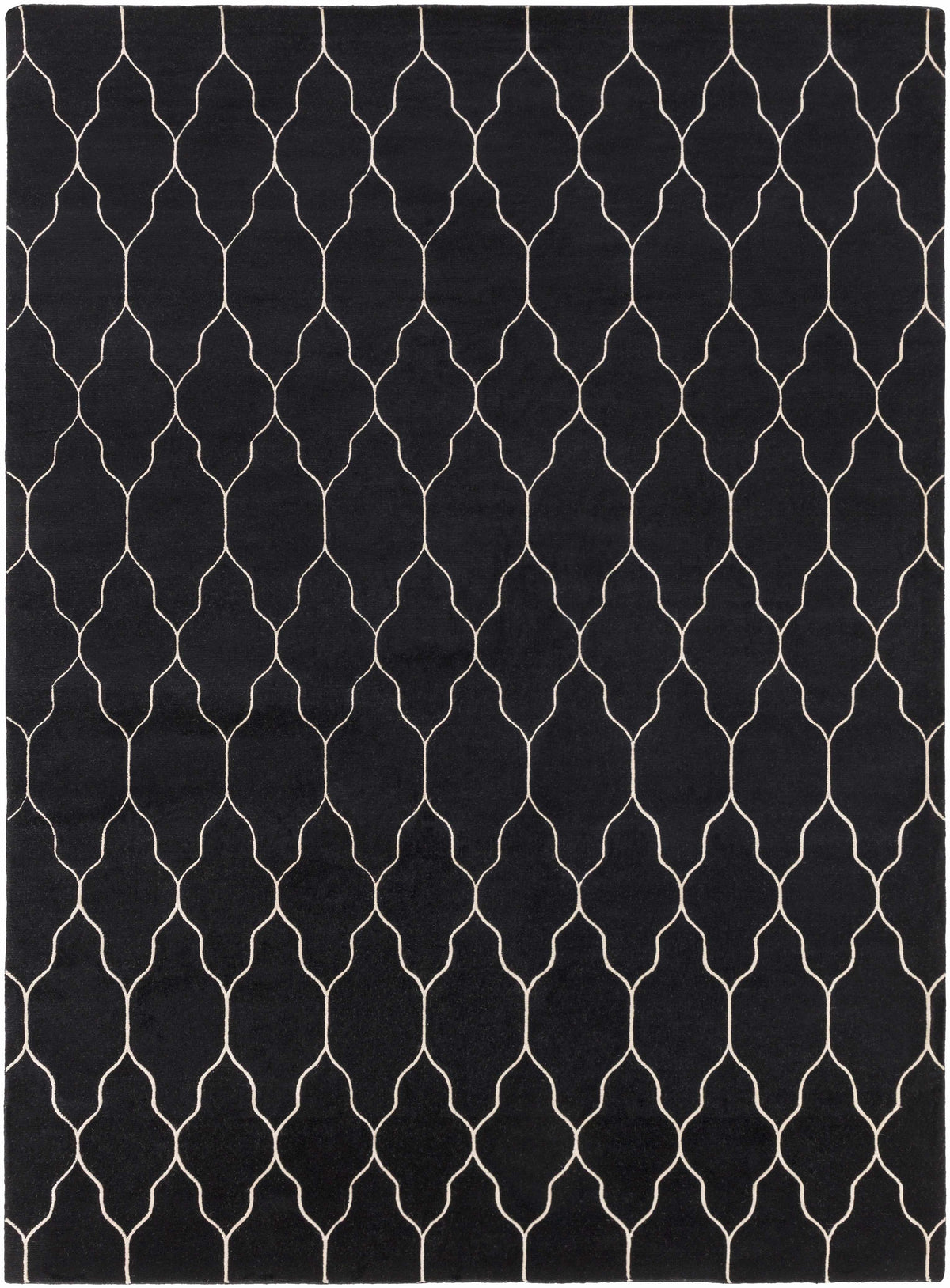 Black Hand Knotted 100% Wool Modern Rectangle Handmade rug, Indoor use only, no fringe, non-washable.
