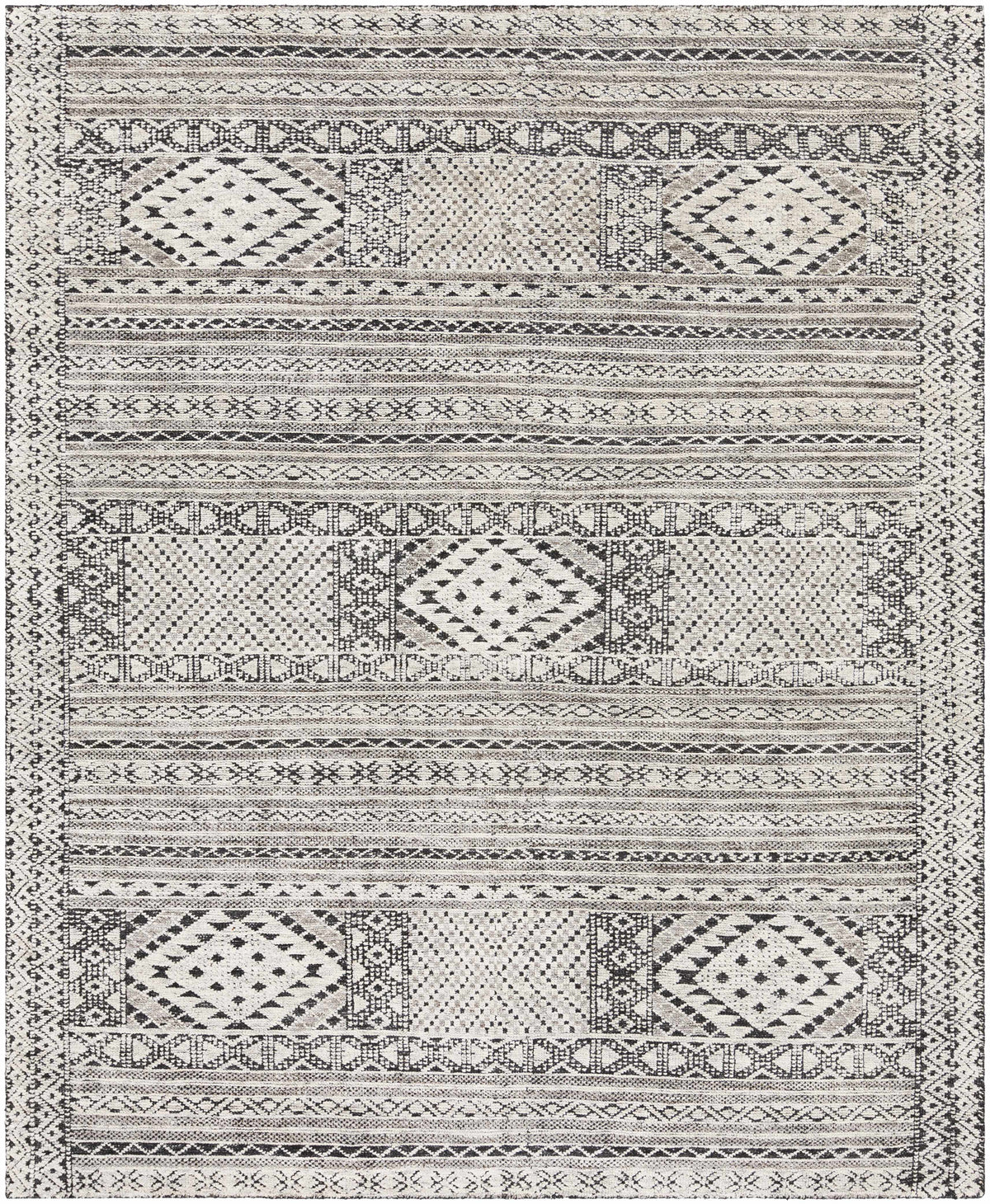 Black Hand Knotted 70% NZ Wool, 30% Viscose Global Rectangle Handmade rug, Indoor use only, no fringe, non-washable. runner also available