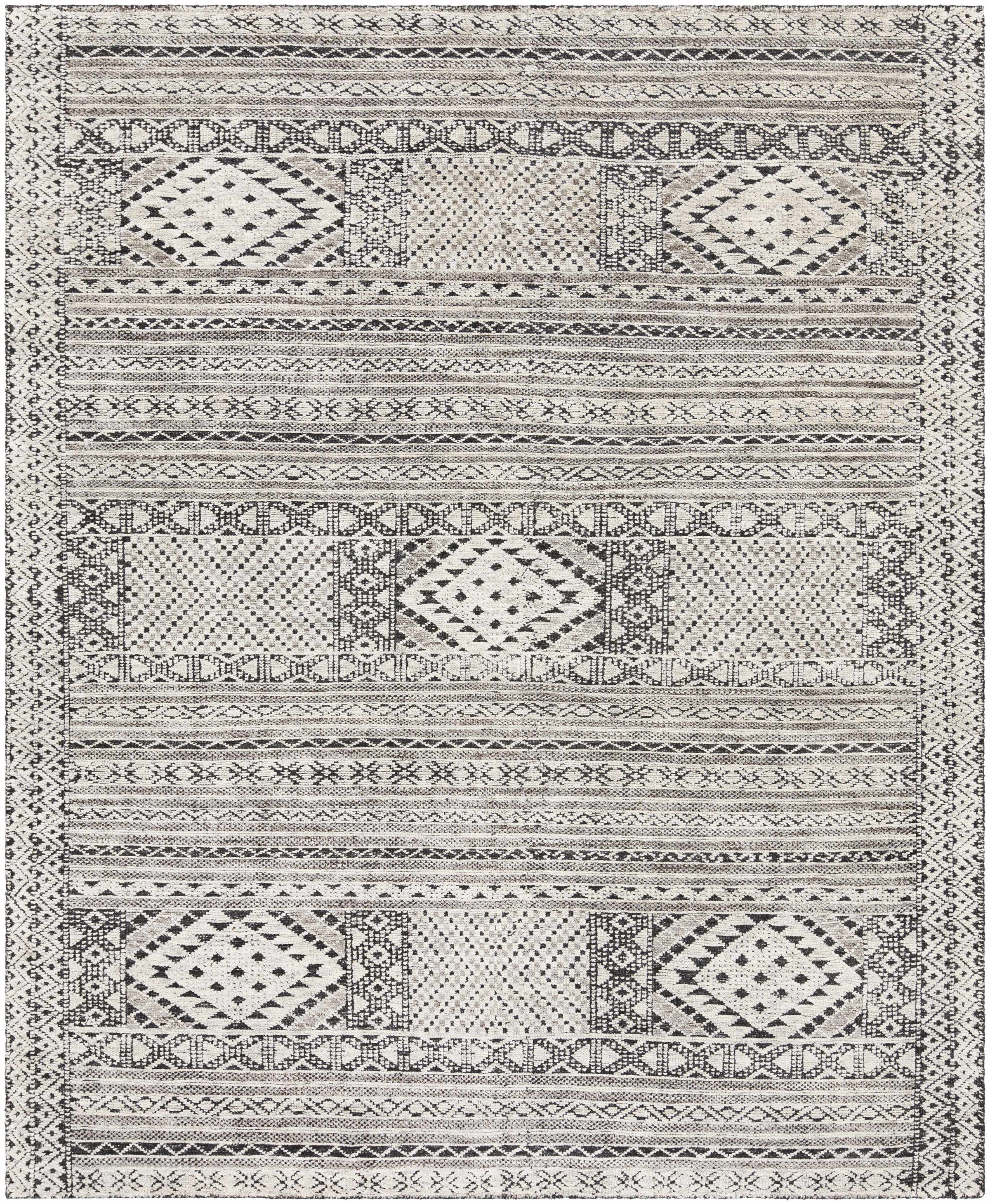 Black Hand Knotted 70% NZ Wool, 30% Viscose Global Rectangle Handmade rug, Indoor use only, no fringe, non-washable. runner also available