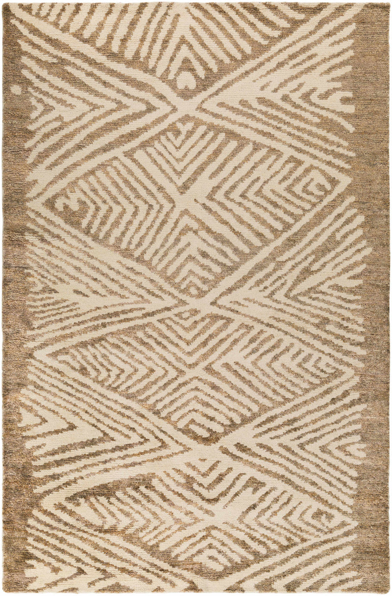 Tan Hand Woven 100% Jute Global Rectangle Handmade rug, Indoor use only, no fringe, non-washable.