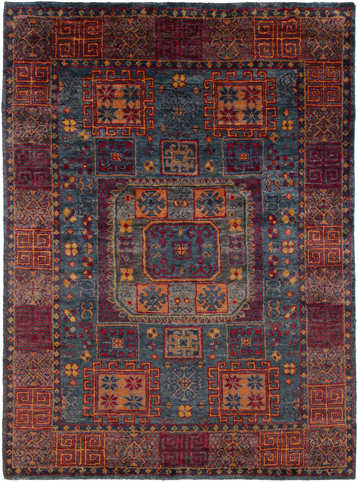 Dark Green Hand Knotted 100% Jute Traditional Rectangle Handmade rug, Indoor use only, no fringe, non-washable.