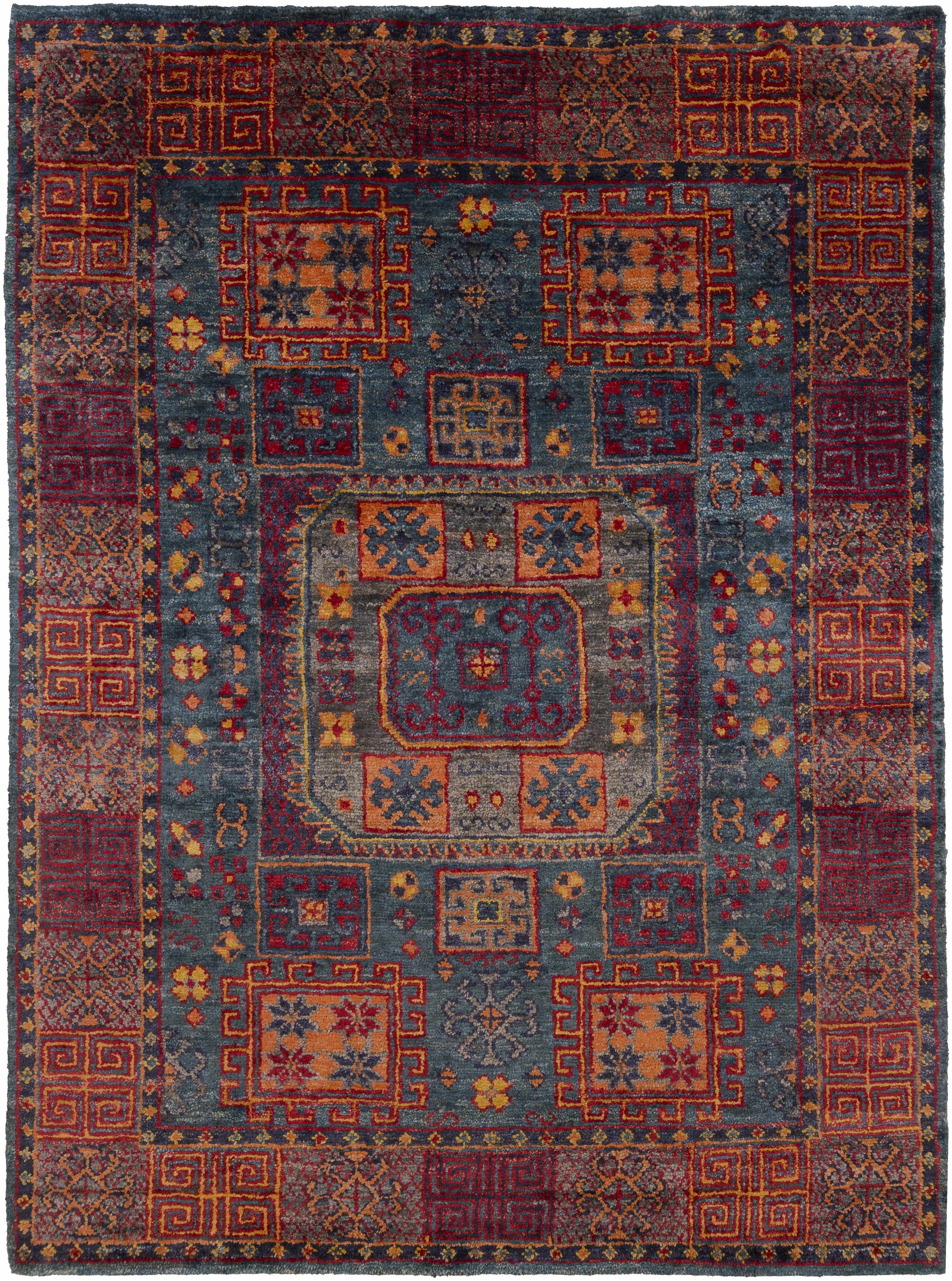 Dark Green Hand Knotted 100% Jute Traditional Rectangle Handmade rug, Indoor use only, no fringe, non-washable.