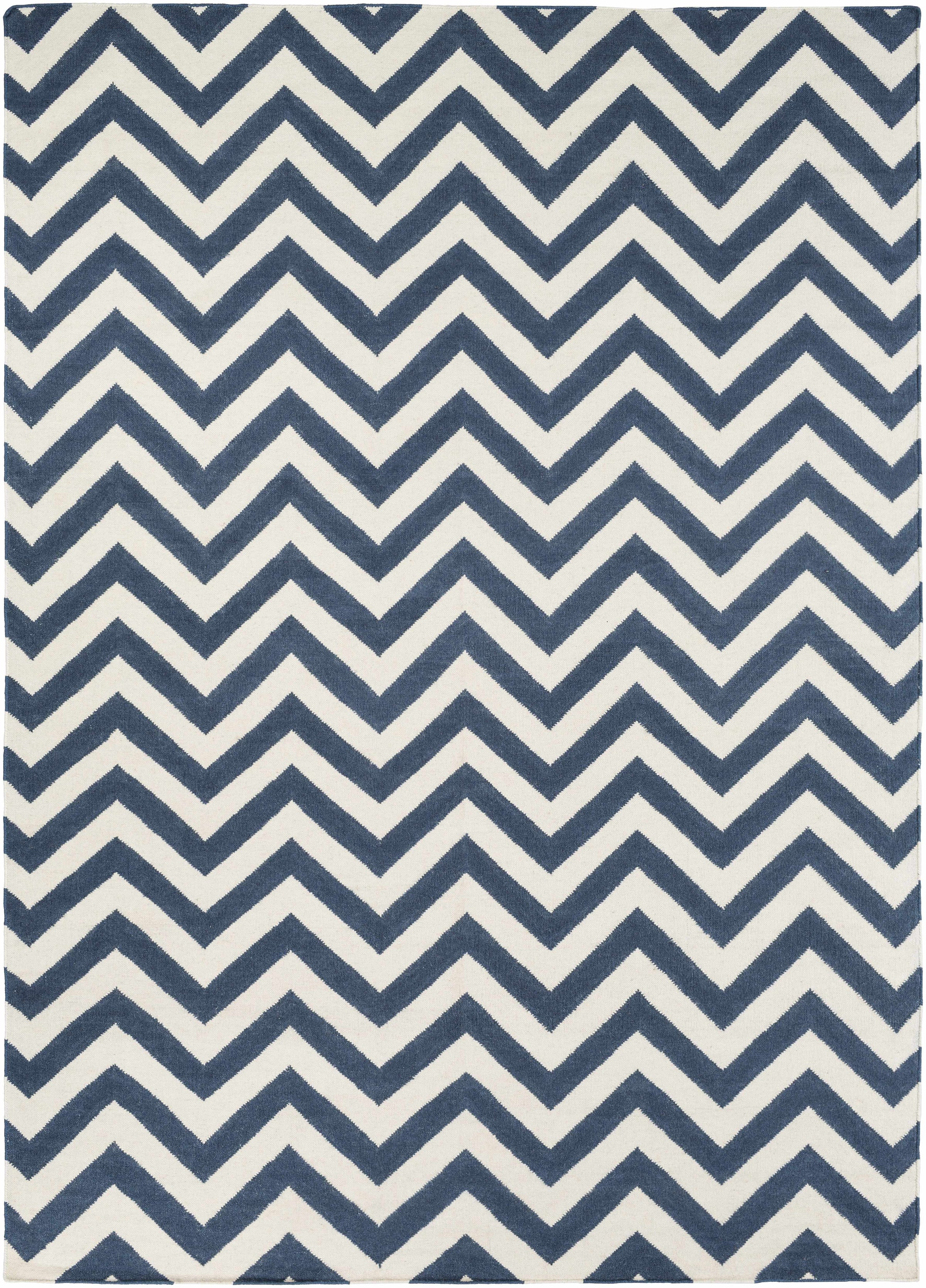 Dark Blue Hand Woven 100% Wool Modern Rectangle Handmade rug, Indoor use only, no fringe, non-washable. runner also available