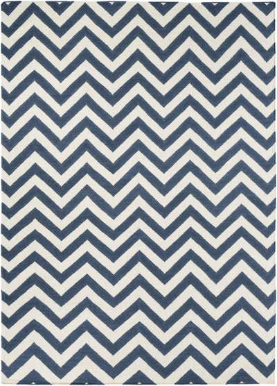 Dark Blue Hand Woven 100% Wool Modern Rectangle Handmade rug, Indoor use only, no fringe, non-washable. runner also available