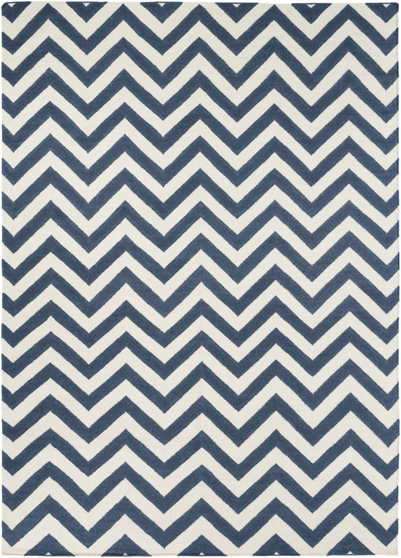 Dark Blue Hand Woven 100% Wool Modern Rectangle Handmade rug, Indoor use only, no fringe, non-washable. runner also available