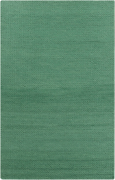 Green Hand Woven 100% Wool Cottage Rectangle Handmade rug, Indoor use only, no fringe, non-washable.