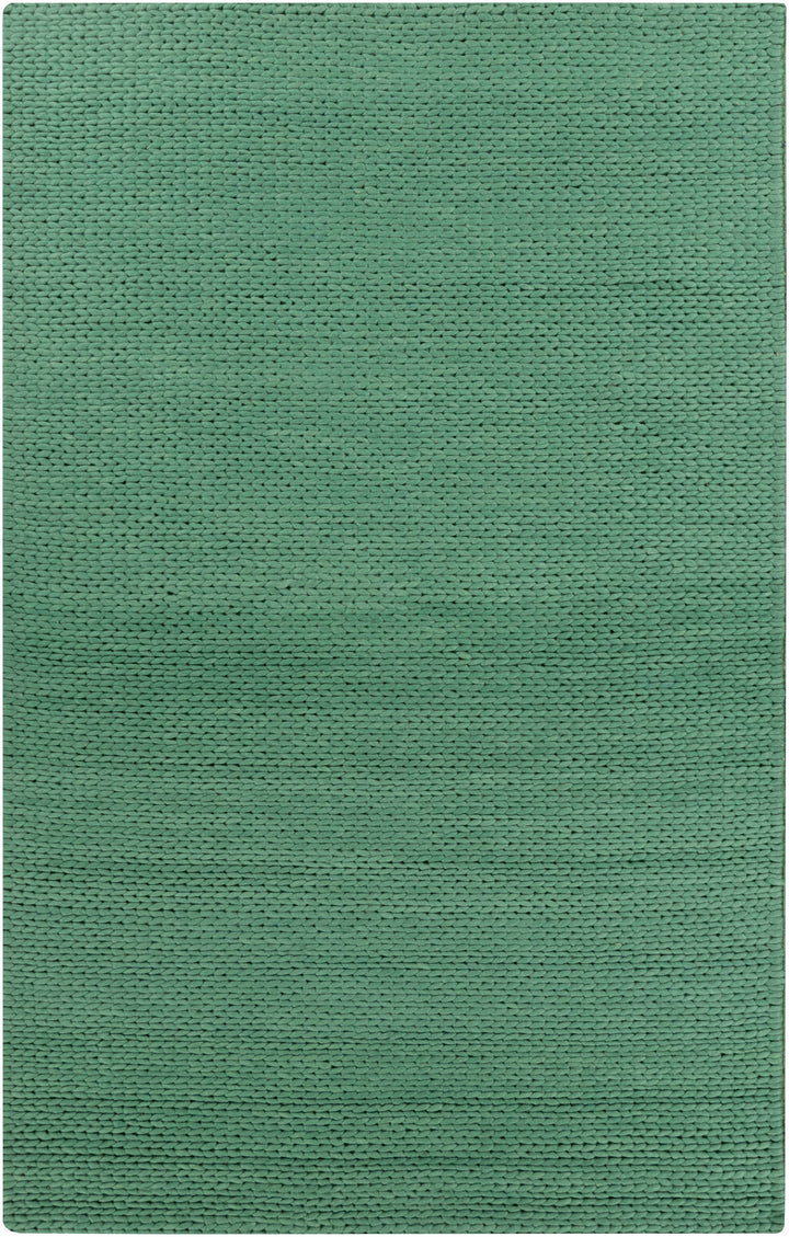 Green Hand Woven 100% Wool Cottage Rectangle Handmade rug, Indoor use only, no fringe, non-washable.