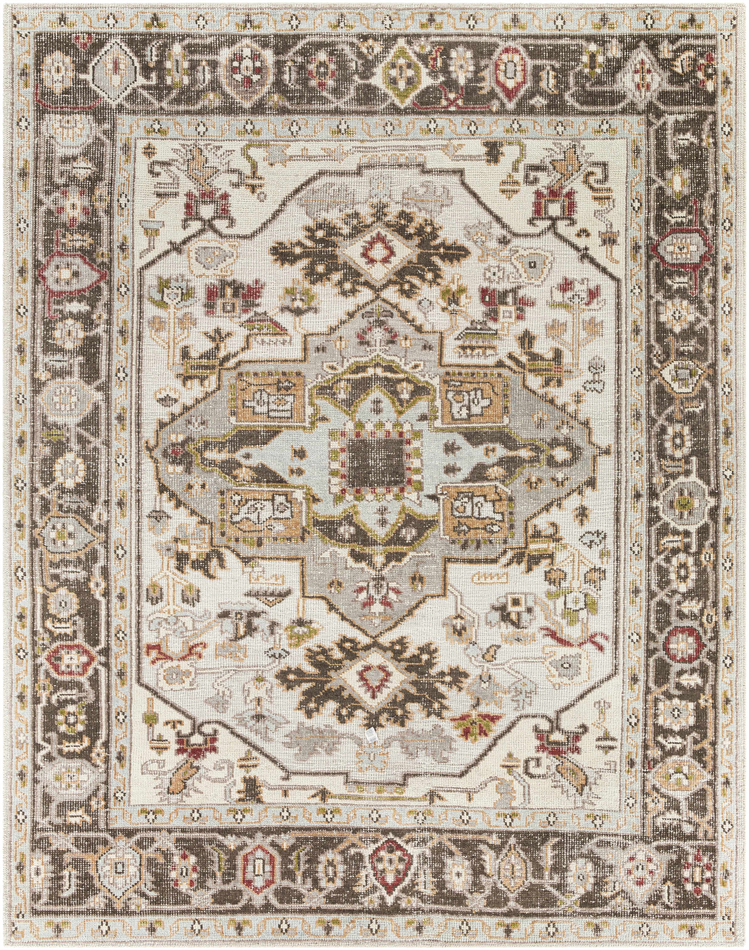 Medium Gray Hand Knotted 100% Recycled PET Yarn Traditional Rectangle Handmade rug, Indoor use only, no fringe, non-washable. runner also available
