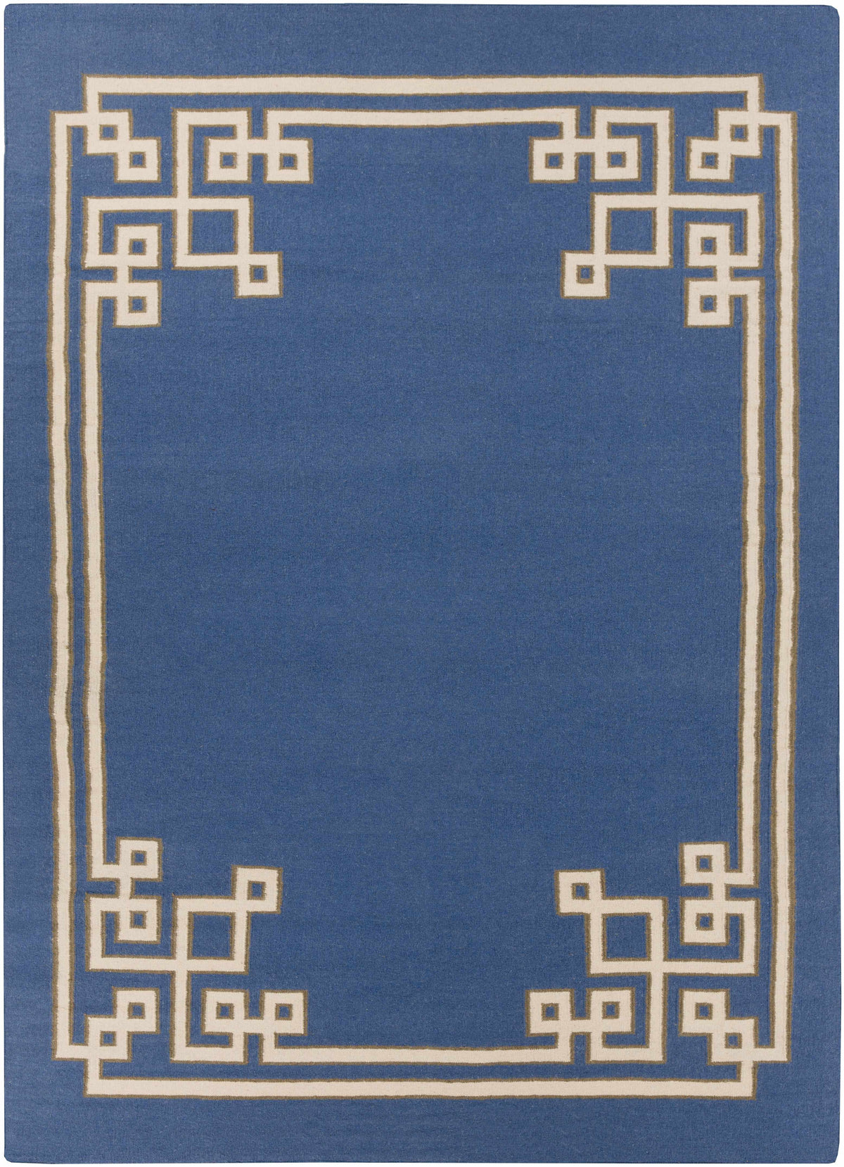 Dark Blue Hand Woven 100% Wool Modern Rectangle Handmade rug, Indoor use only, no fringe, non-washable.