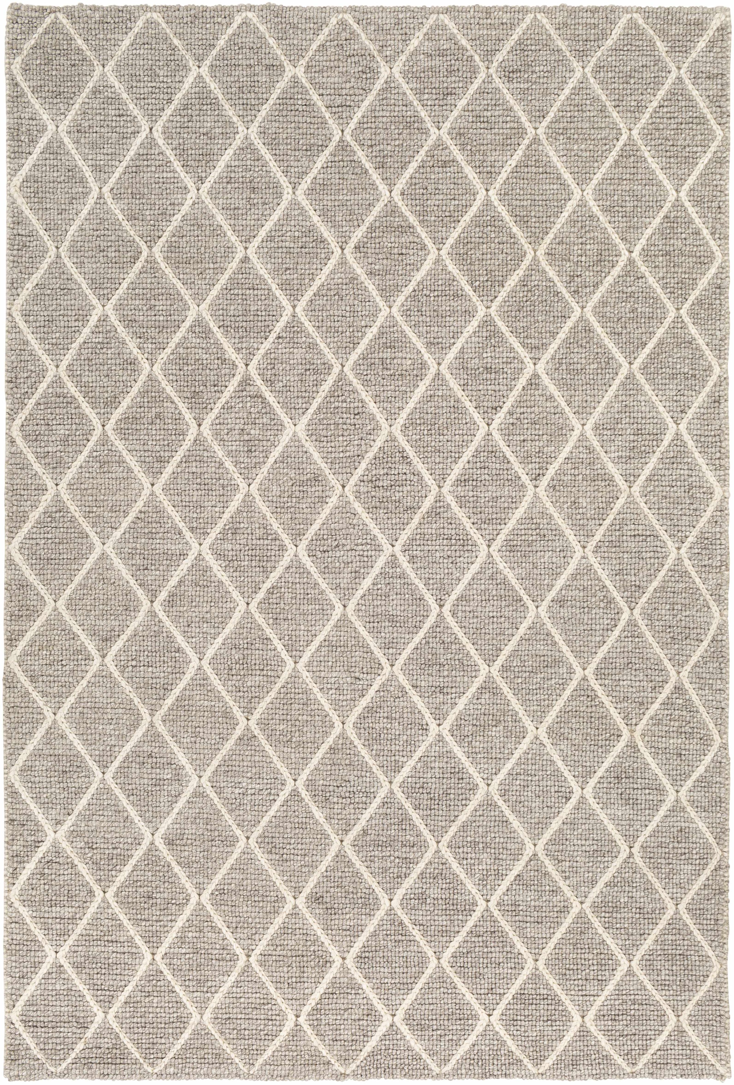 Gray Hand Woven 50% Viscose, 50% Wool Modern Rectangle Handmade rug, Indoor use only, no fringe, non-washable.