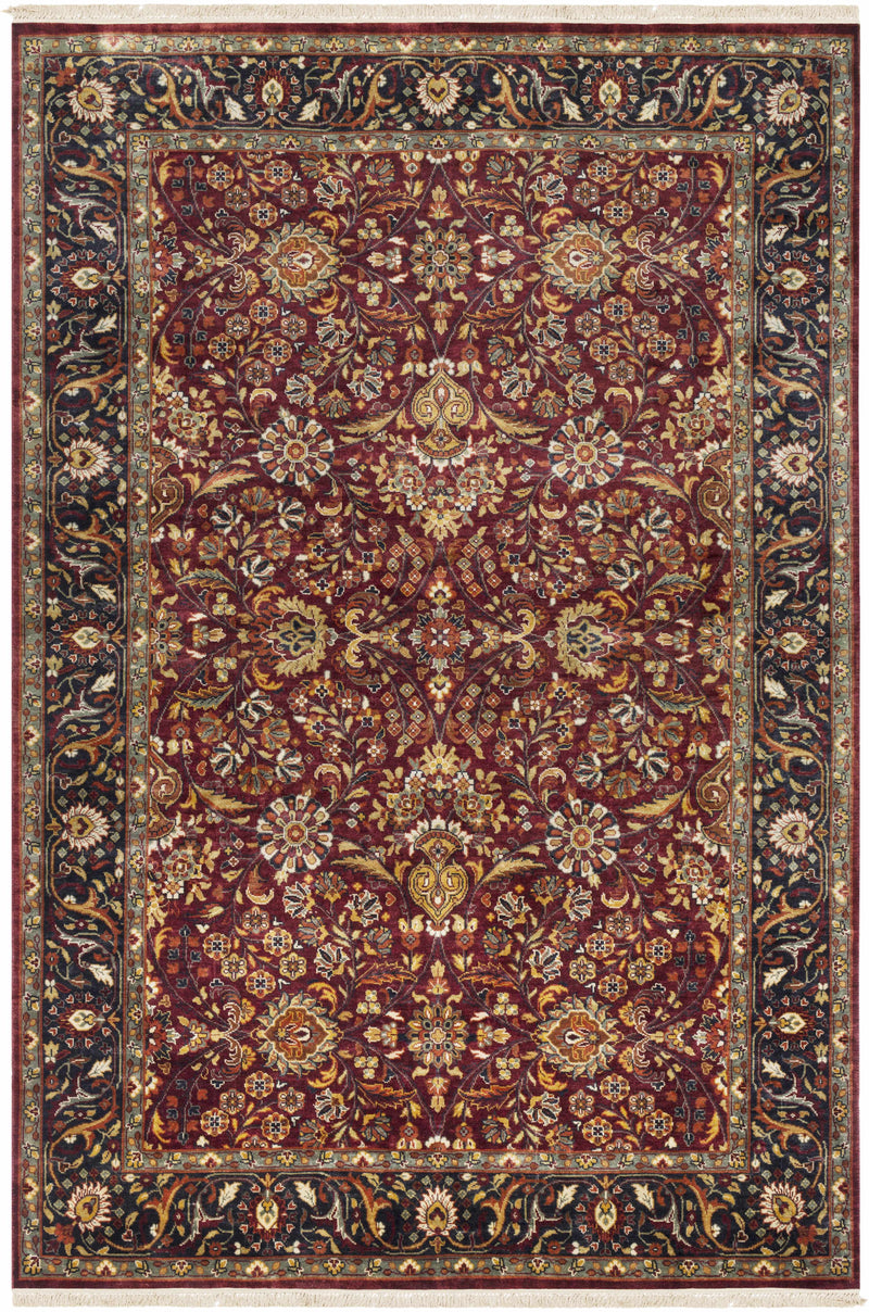 Burgundy Hand Knotted 100% NZ Wool Traditional Rectangle Handmade rug, Indoor use only, has fringe, non-washable.