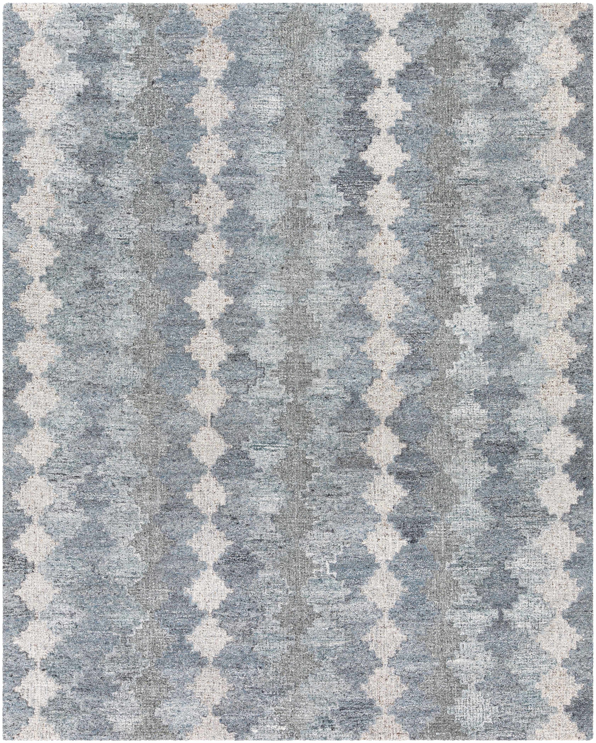 Blue Hand Tufted 55% Wool, 45% Viscose Modern Rectangle Handmade rug, Indoor use only, no fringe, non-washable.