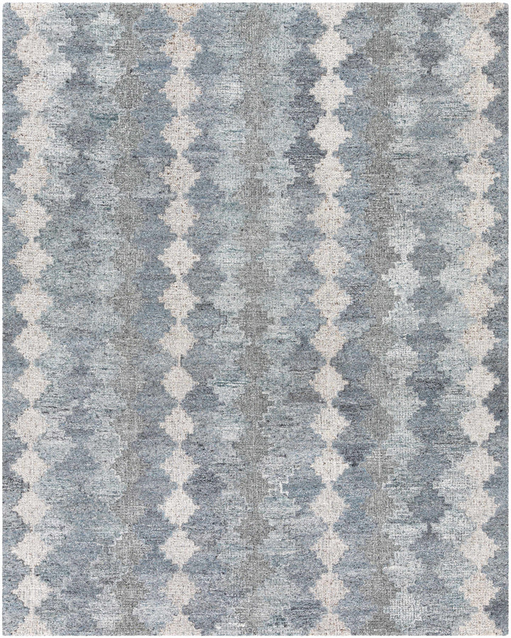 Blue Hand Tufted 55% Wool, 45% Viscose Modern Rectangle Handmade rug, Indoor use only, no fringe, non-washable.