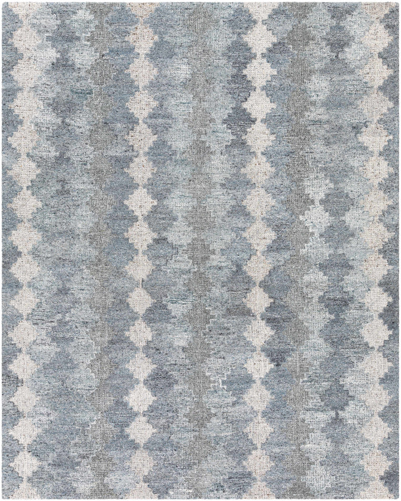Blue Hand Tufted 55% Wool, 45% Viscose Modern Rectangle Handmade rug, Indoor use only, no fringe, non-washable.