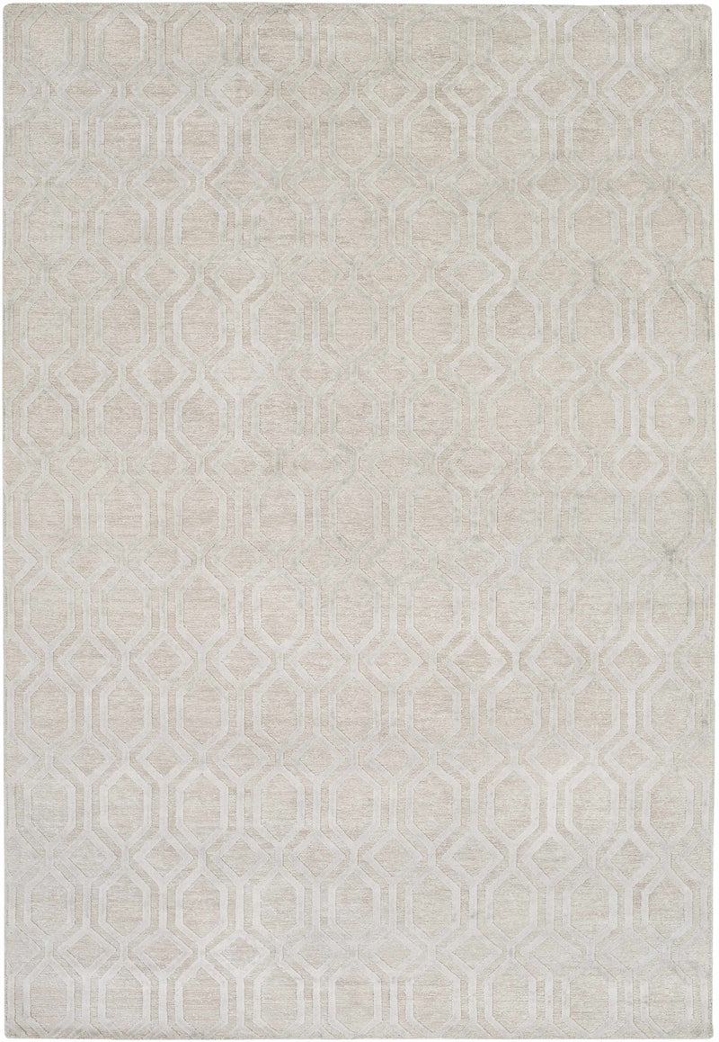 Ivory Hand Knotted 100% Linen Modern Rectangle Handmade rug, Indoor use only, no fringe, non-washable.