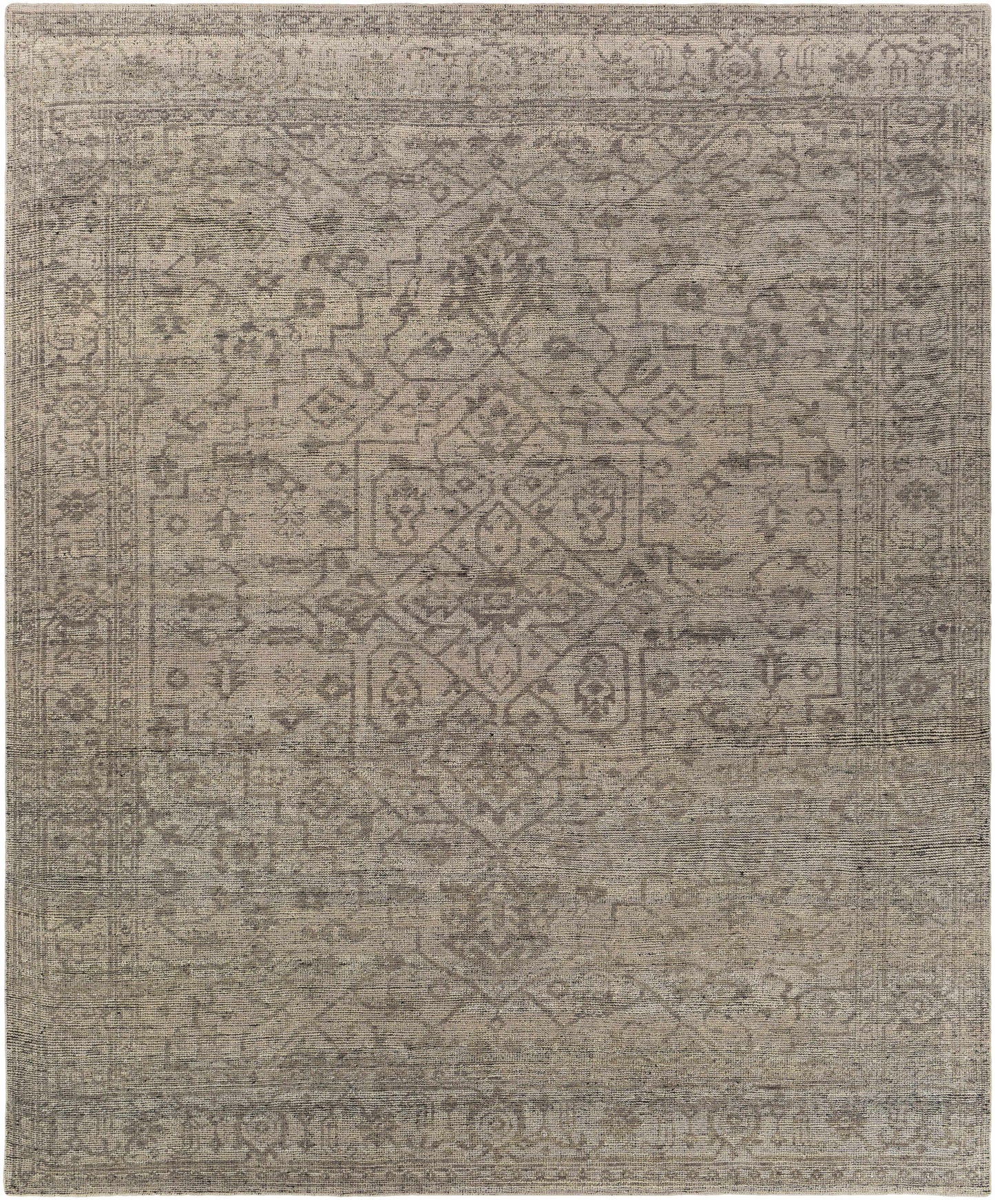 Charcoal Hand Knotted 100% Wool Traditional Rectangle Handmade rug, Indoor use only, no fringe, non-washable.