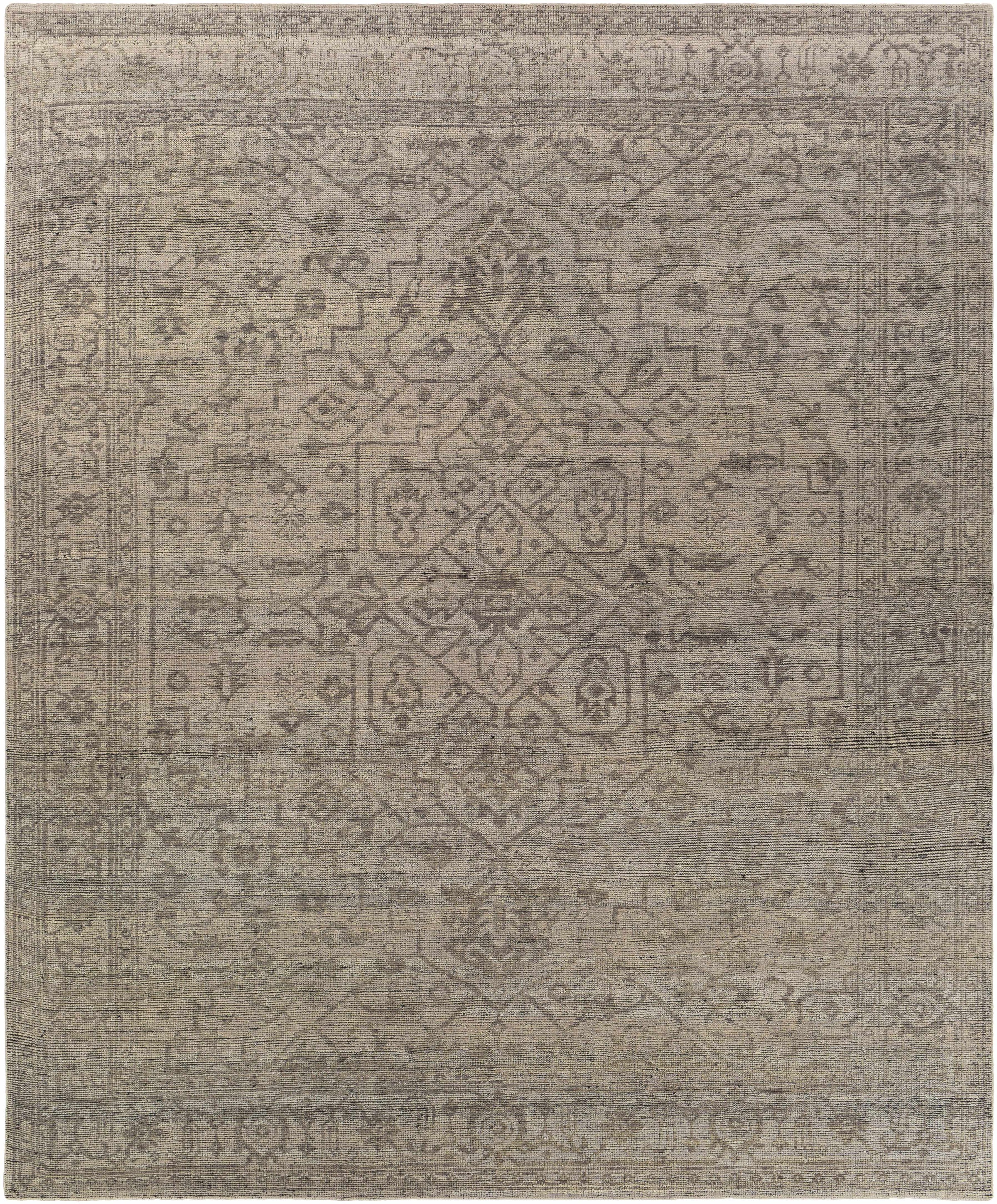Charcoal Hand Knotted 100% Wool Traditional Rectangle Handmade rug, Indoor use only, no fringe, non-washable.