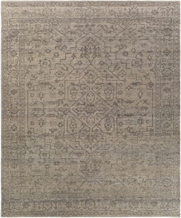 Charcoal Hand Knotted 100% Wool Traditional Rectangle Handmade rug, Indoor use only, no fringe, non-washable.