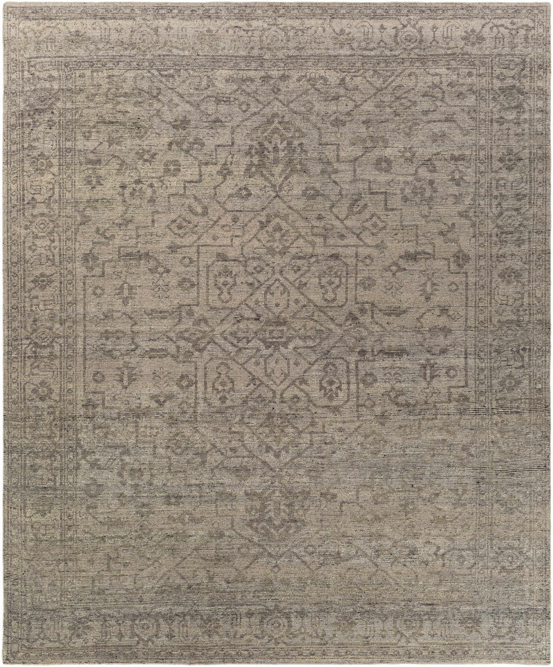 Charcoal Hand Knotted 100% Wool Traditional Rectangle Handmade rug, Indoor use only, no fringe, non-washable.
