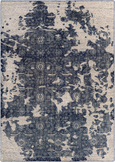 Slate Hand Knotted 100% Wool Modern Rectangle Handmade rug, Indoor use only, no fringe, non-washable.