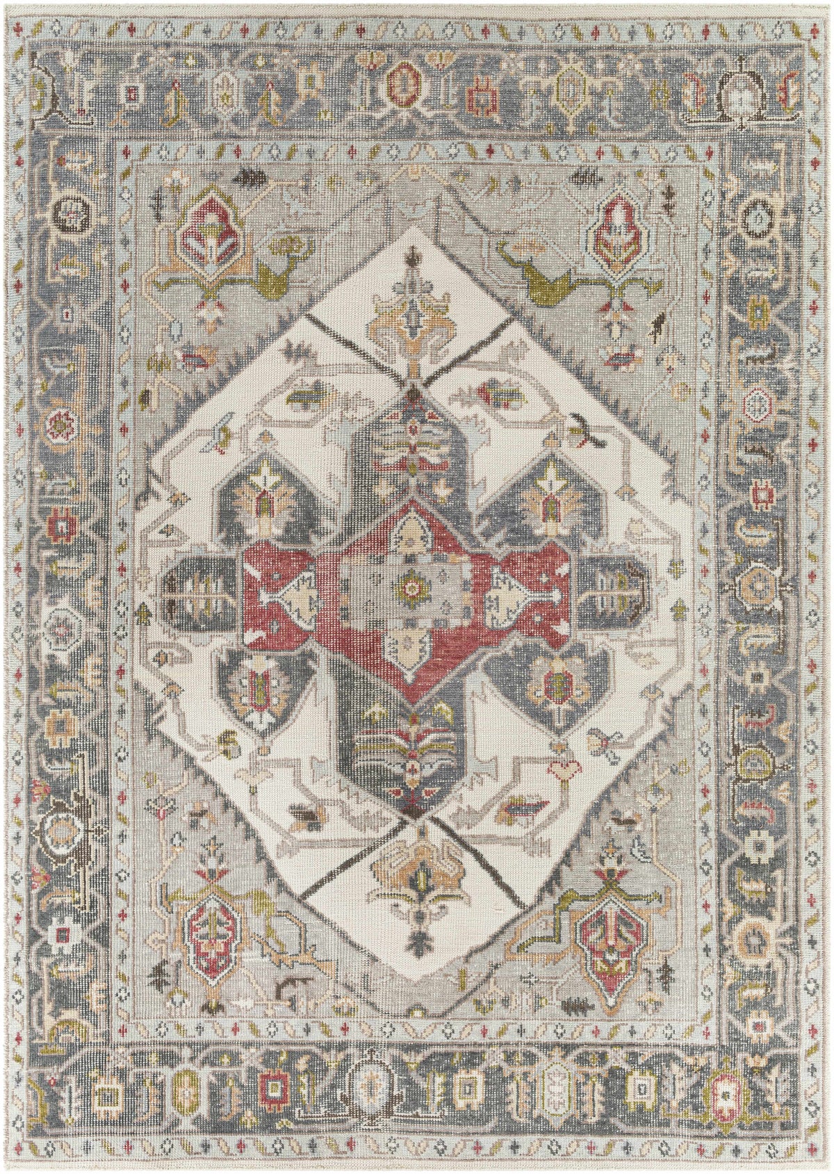 Medium Gray Hand Knotted 100% Recycled PET Yarn Traditional Rectangle Handmade rug, Indoor use only, no fringe, non-washable. runner also available