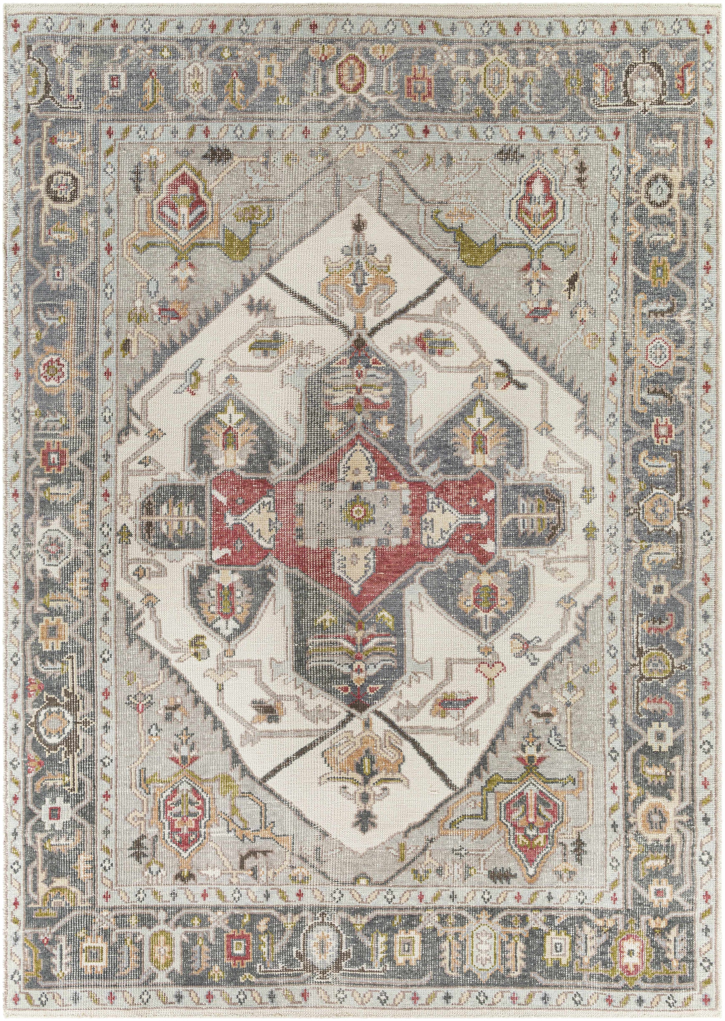 Medium Gray Hand Knotted 100% Recycled PET Yarn Traditional Rectangle Handmade rug, Indoor use only, no fringe, non-washable. runner also available