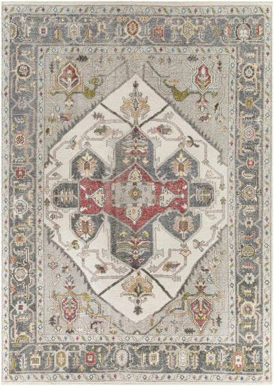 Medium Gray Hand Knotted 100% Recycled PET Yarn Traditional Rectangle Handmade rug, Indoor use only, no fringe, non-washable. runner also available