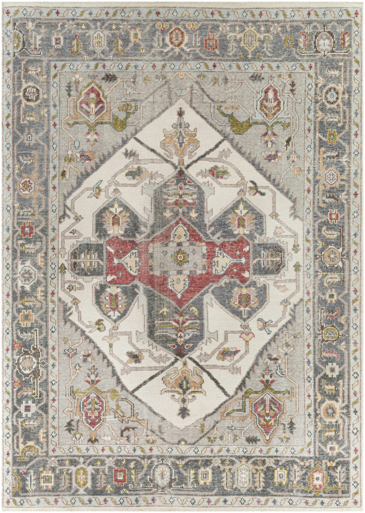 Medium Gray Hand Knotted 100% Recycled PET Yarn Traditional Rectangle Handmade rug, Indoor use only, no fringe, non-washable. runner also available