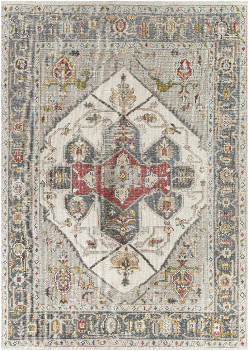 Medium Gray Hand Knotted 100% Recycled PET Yarn Traditional Rectangle Handmade rug, Indoor use only, no fringe, non-washable. runner also available
