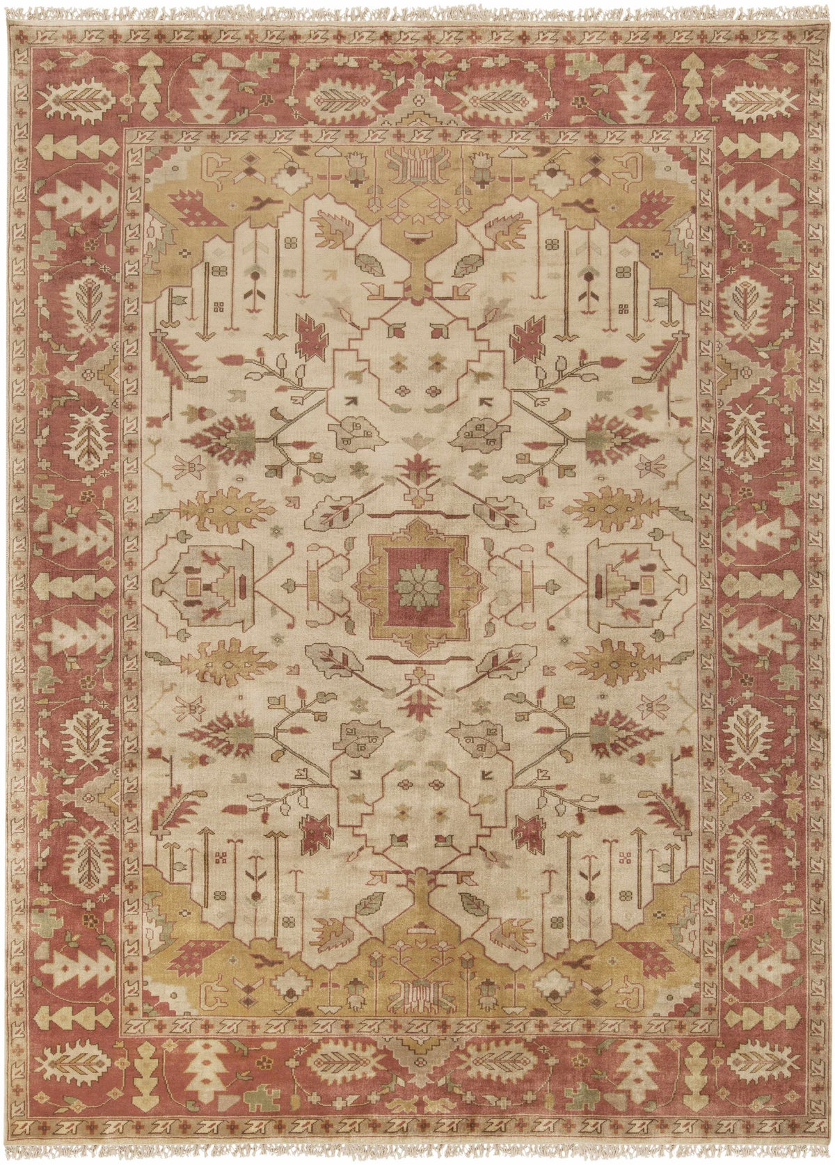 Mustard Hand Knotted 100% NZ Wool Traditional Rectangle Handmade rug, Indoor use only, has fringe, non-washable. round also available