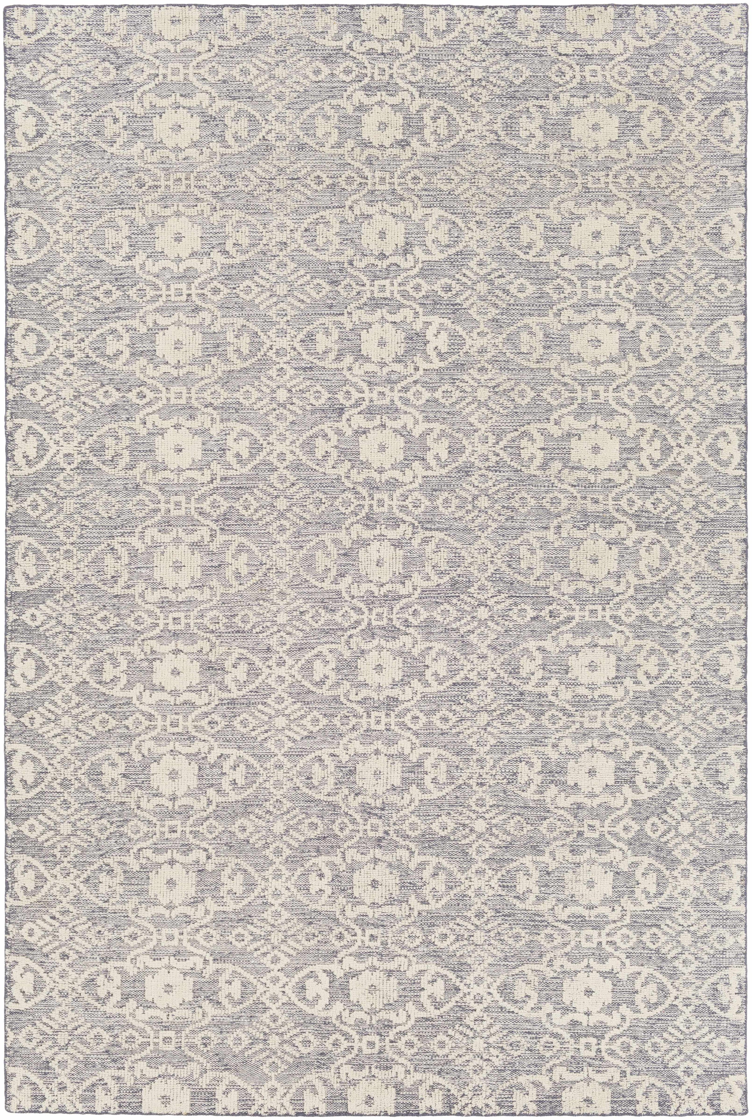 Charcoal Hand Knotted 100% Wool Cottage Rectangle Handmade rug, Indoor use only, no fringe, non-washable.