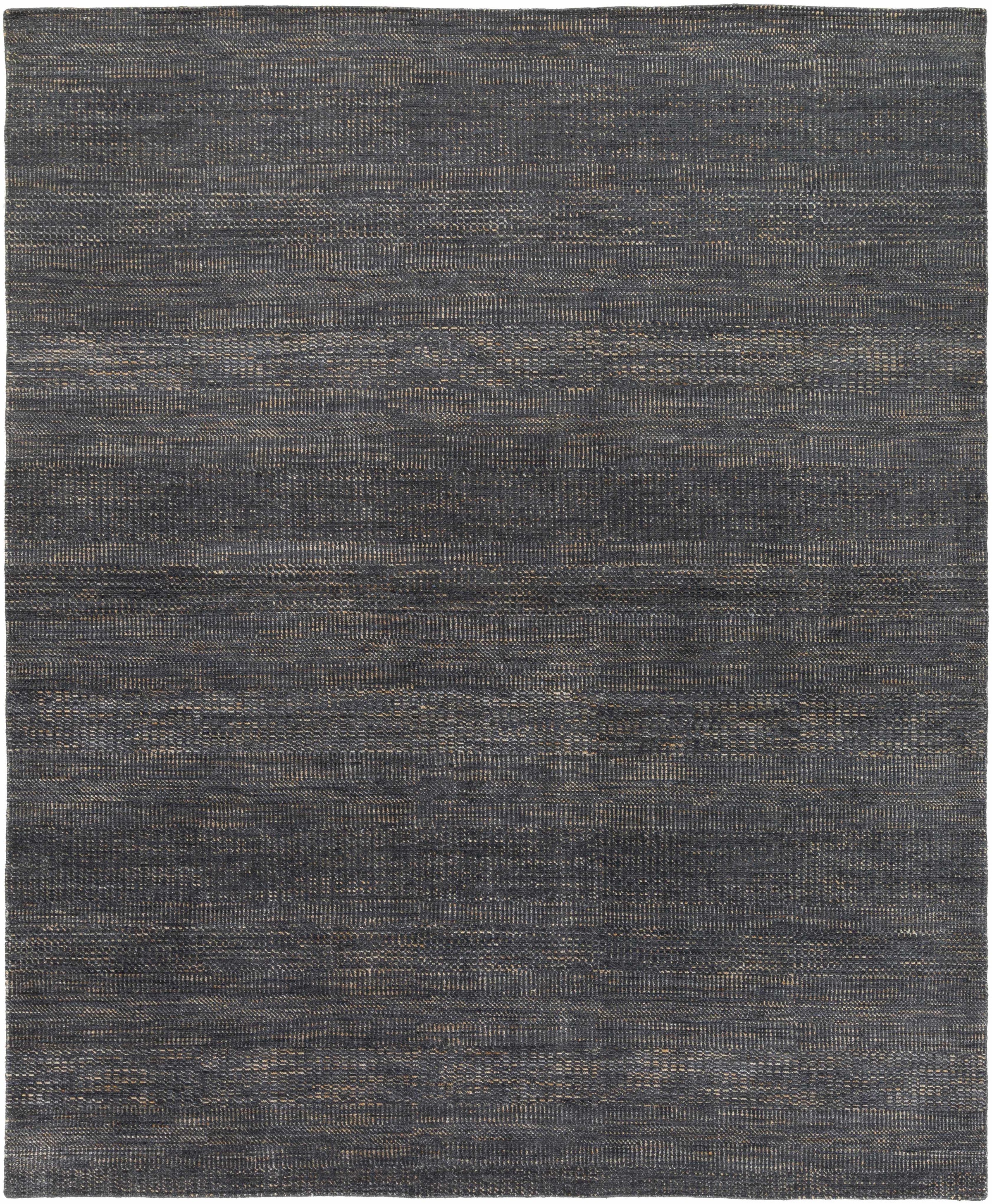 Ink Blue Hand Knotted 70% Wool, 30% Viscose Modern Rectangle Handmade rug, Indoor use only, no fringe, non-washable.